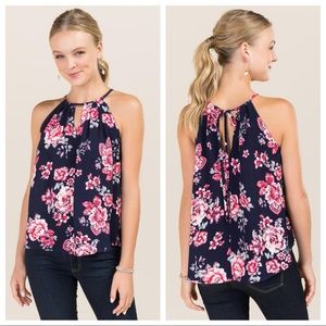 NWT Francesca’s Natasha Keyhole Floral Tank, XS